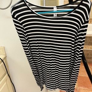 Striped long sleeve top bell sleeve
